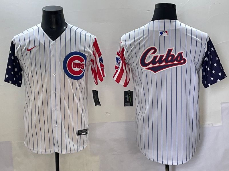 Men 2025 Chicago Cubs Blank White Stripe a generation of national flags Joint Name Nike MLB Jersey style 4